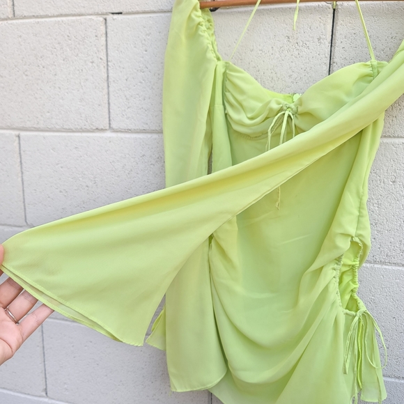 House of CB | Baby Halter Long Sleeve Minidress in Lime Size Small Flawed - Picture 10 of 16